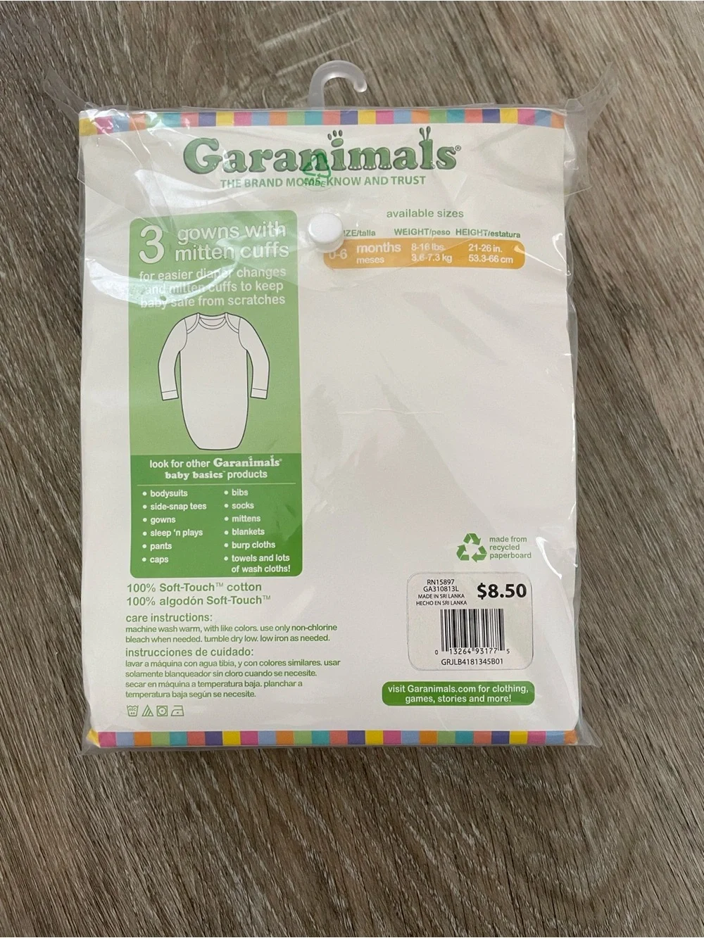 NWOT Garanimals Light Green Baby Bibs & Gowns Set - 3 Pack